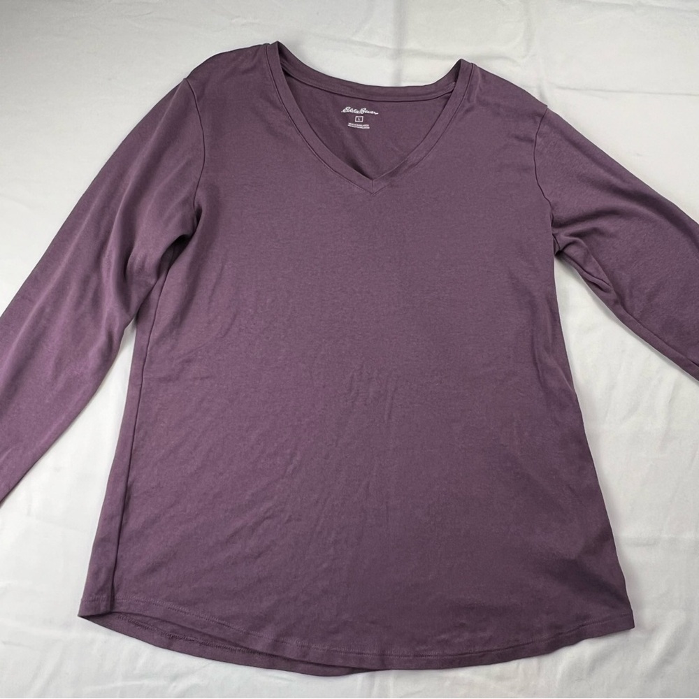 Eddie Bauer - Women’s Long Sleeve Top - Large - V Neck - Purple